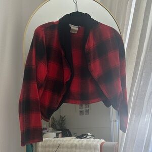 Chic Red and Black Plaid Women's Blazer